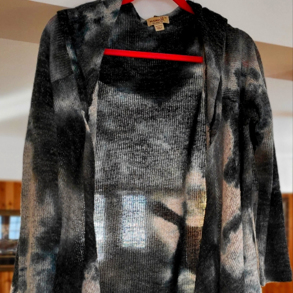 soft light black & grey hooded sweater womens size 1x